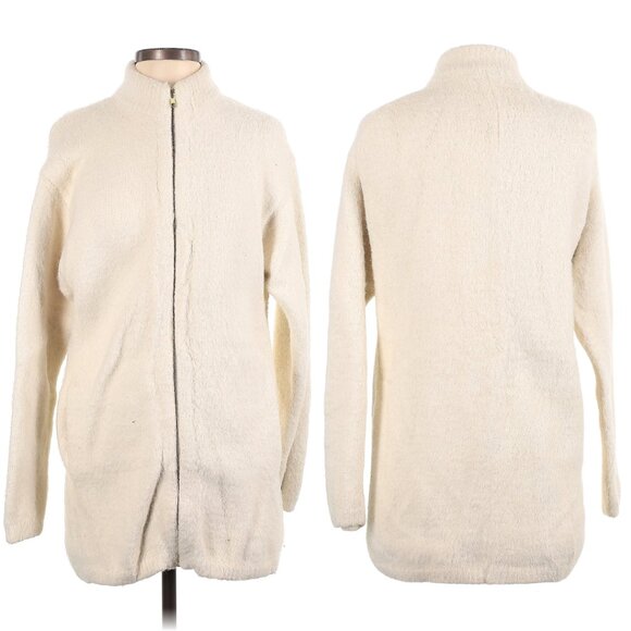 J.Crew Point Sur Cream Fuzzy Jacket Cardigan Coat S Small Ivory Cream Zip Up - Picture 1 of 6